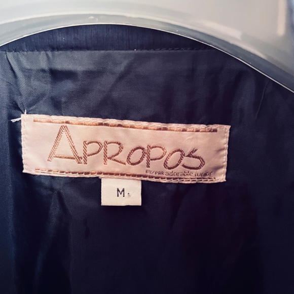 APROPOS Vintage 90s XL Navy Lining Full Zip Snap Windbreaker Parka Coat - Picture 2 of 16